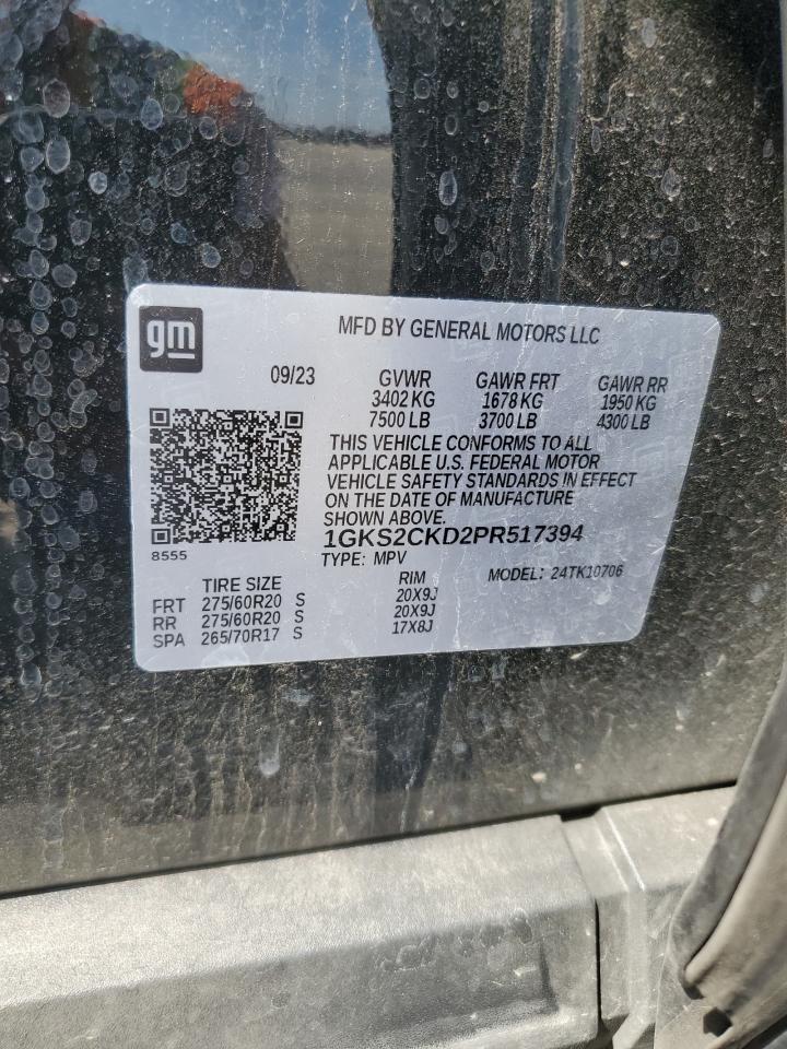 2023 GMC YUKON AT4 VIN:1GKS2CKD2PR517394