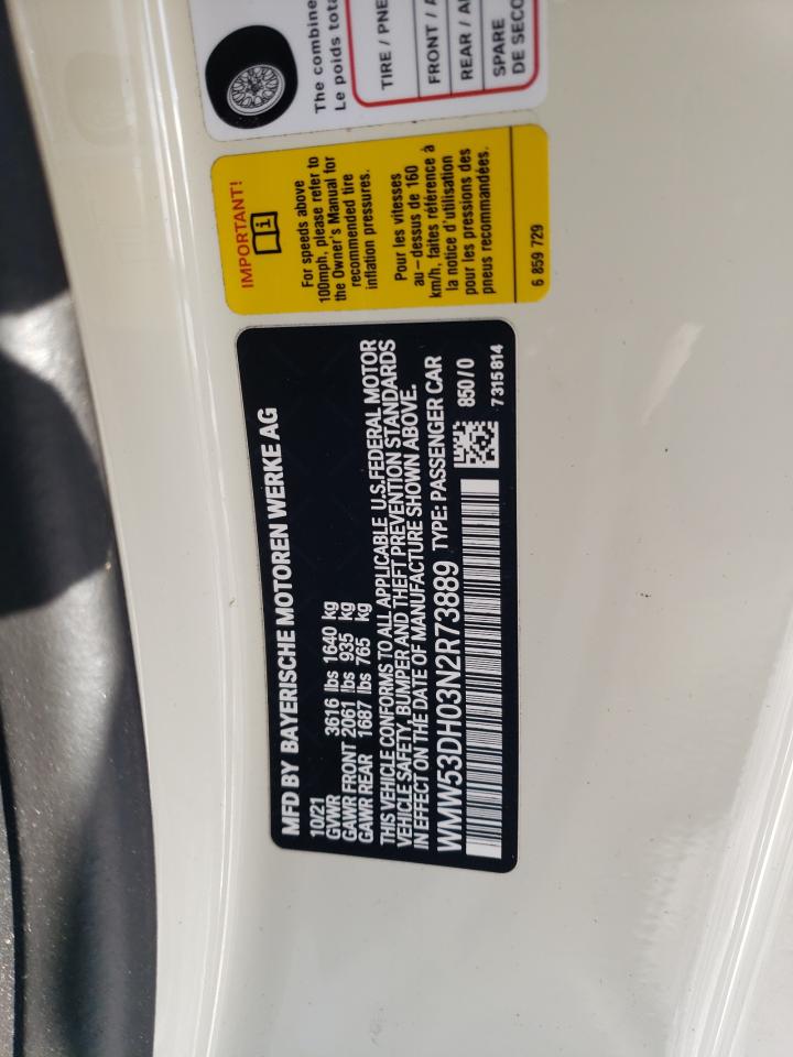 2022 MINI COOPER S VIN:WMW53DH03N2R73889