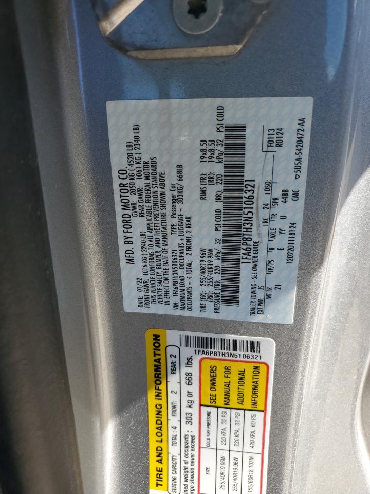 2022 FORD MUSTANG VIN:1FA6P8TH3N5106321