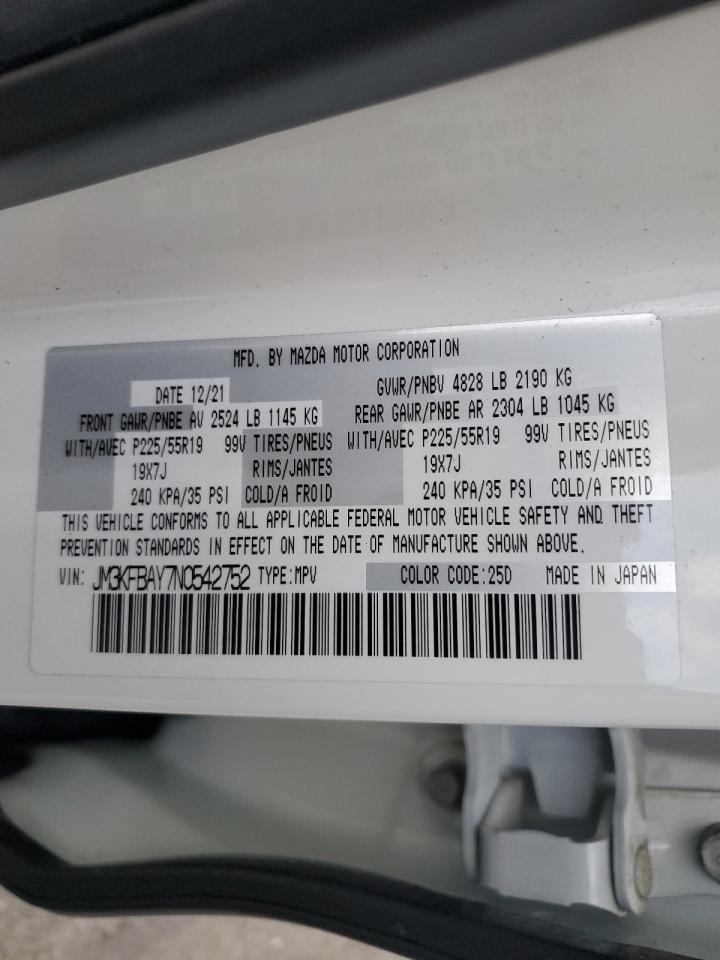 2022 MAZDA CX-5 VIN:JM3KFBAY7N0542752