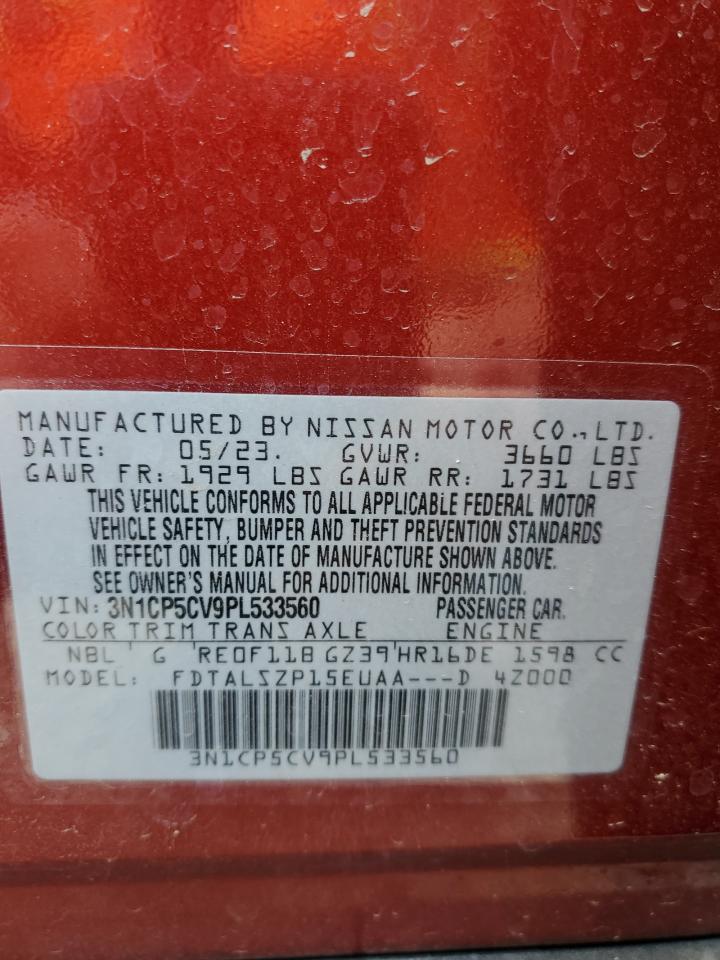 2023 NISSAN KICKS SV VIN:3N1CP5CV9PL533560