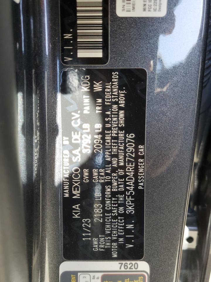 2024 KIA FORTE GT LINE VIN:3KPF54AD4RE729076