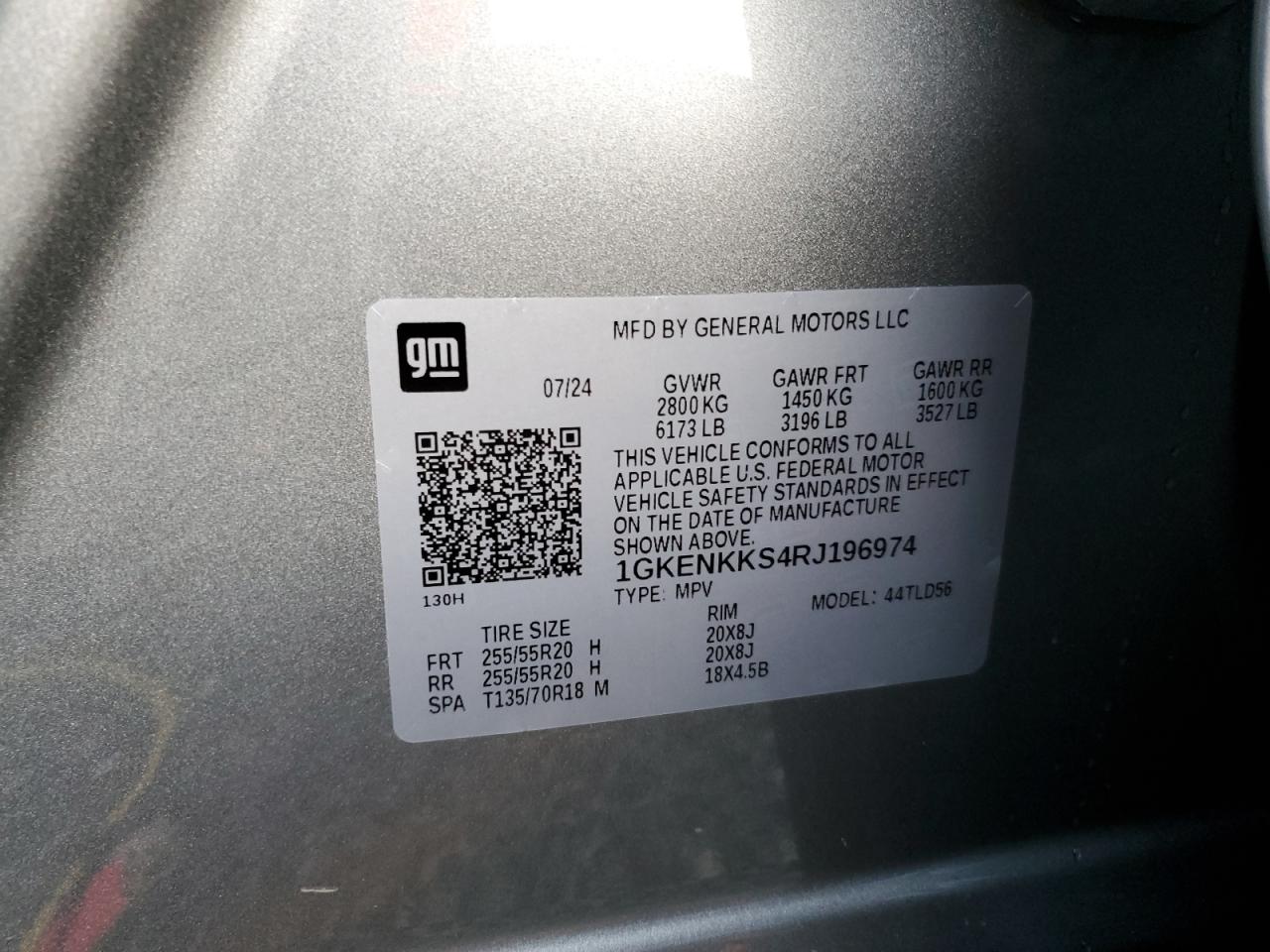 2024 GMC ACADIA UPLEVEL VIN:1GKENKKS4RJ196974