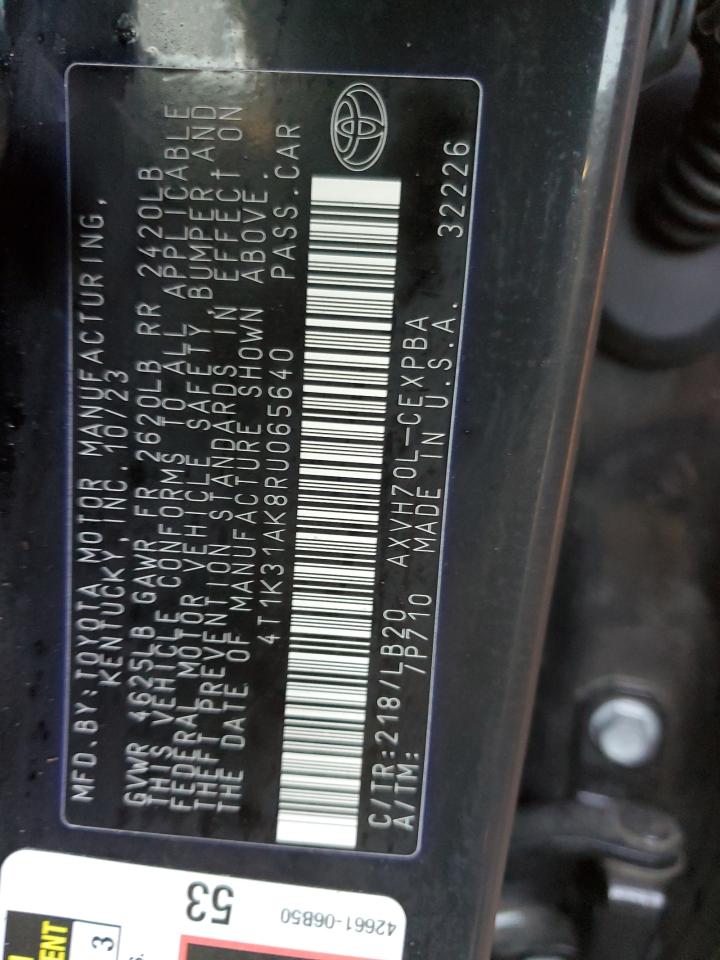 2024 TOYOTA CAMRY XSE VIN:4T1K31AK8RU065640