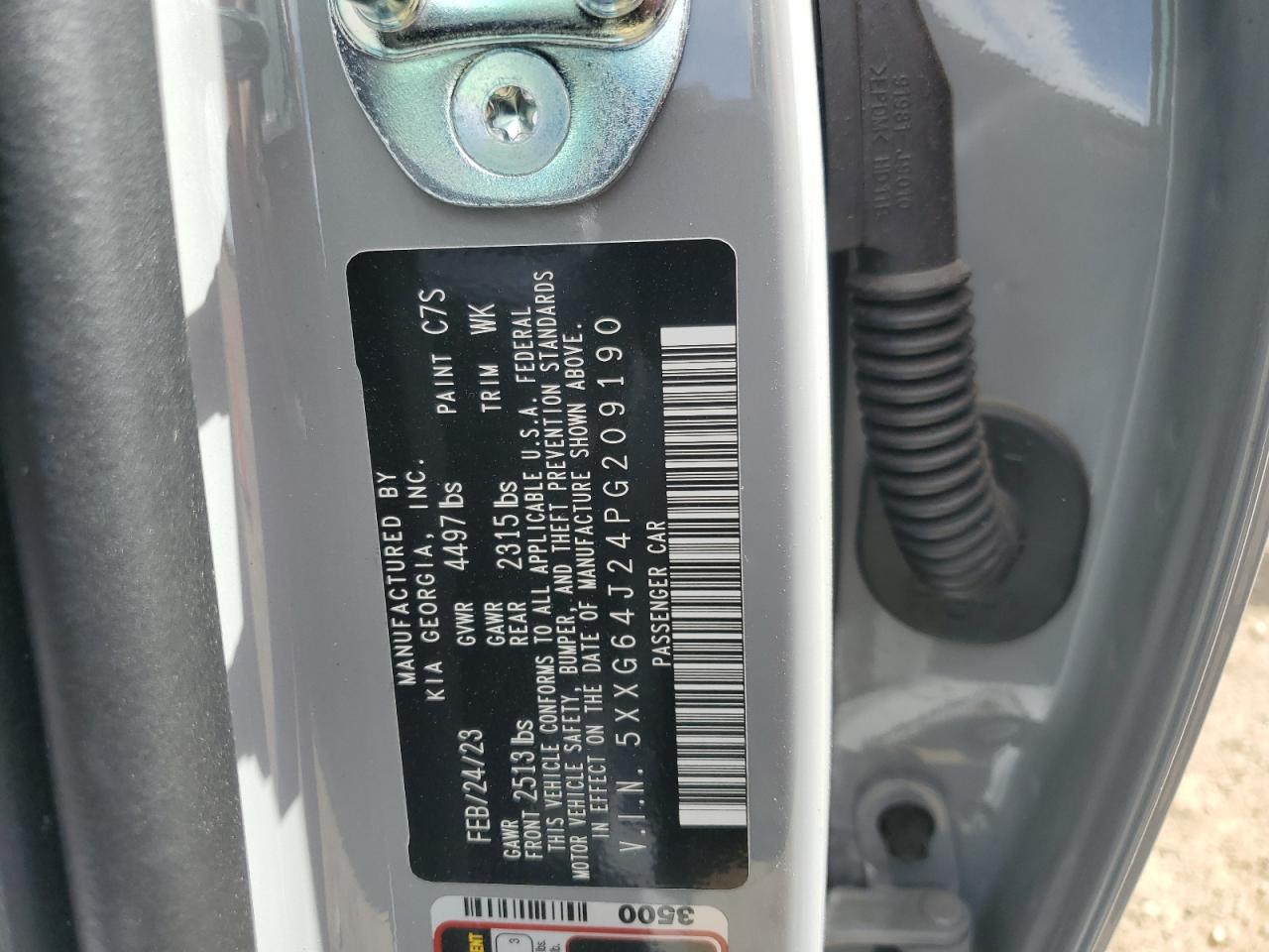 2023 KIA K5 GT LINE VIN:5XXG64J24PG209190