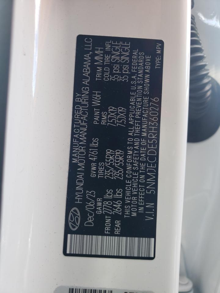 2024 HYUNDAI TUCSON LIMITED VIN:5NMJECDE5RH360276