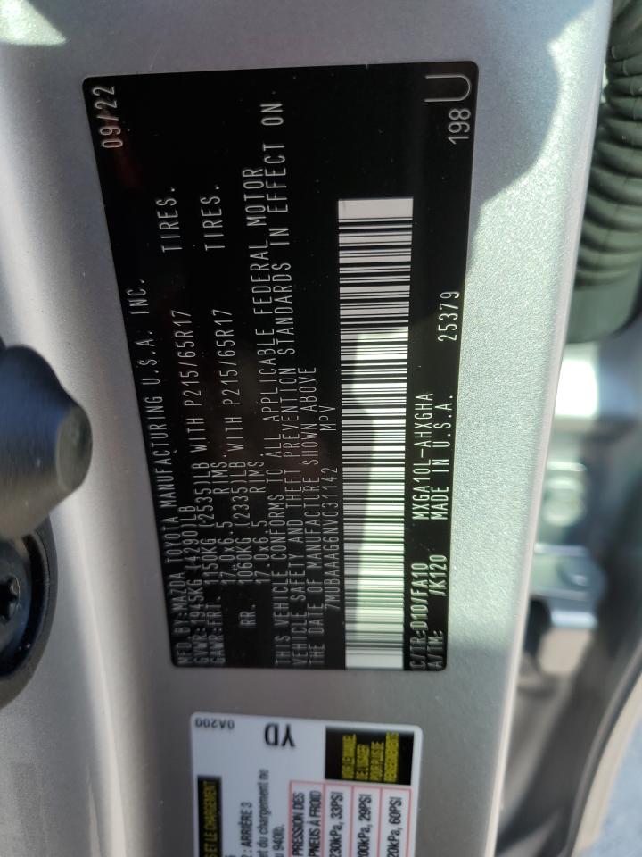 2022 TOYOTA COROLLA CROSS LE VIN:7MUBAAAG6NV031142