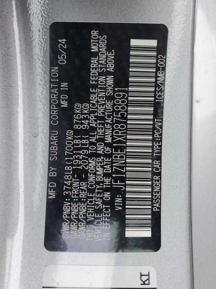 2024 TOYOTA GR 86 PREMIUM VIN:JF1ZNBE1XR8758891