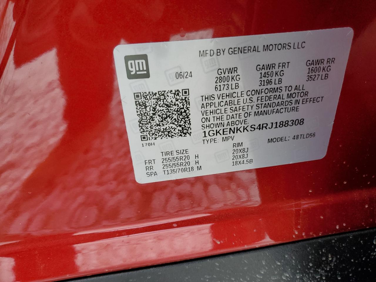 2024 GMC ACADIA UPLEVEL VIN:1GKENKKS4RJ188308