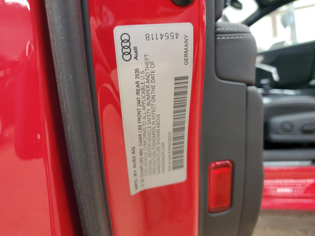 2024 AUDI A4 PREMIUM PLUS 45 VIN:WAUEAAF43RN006231