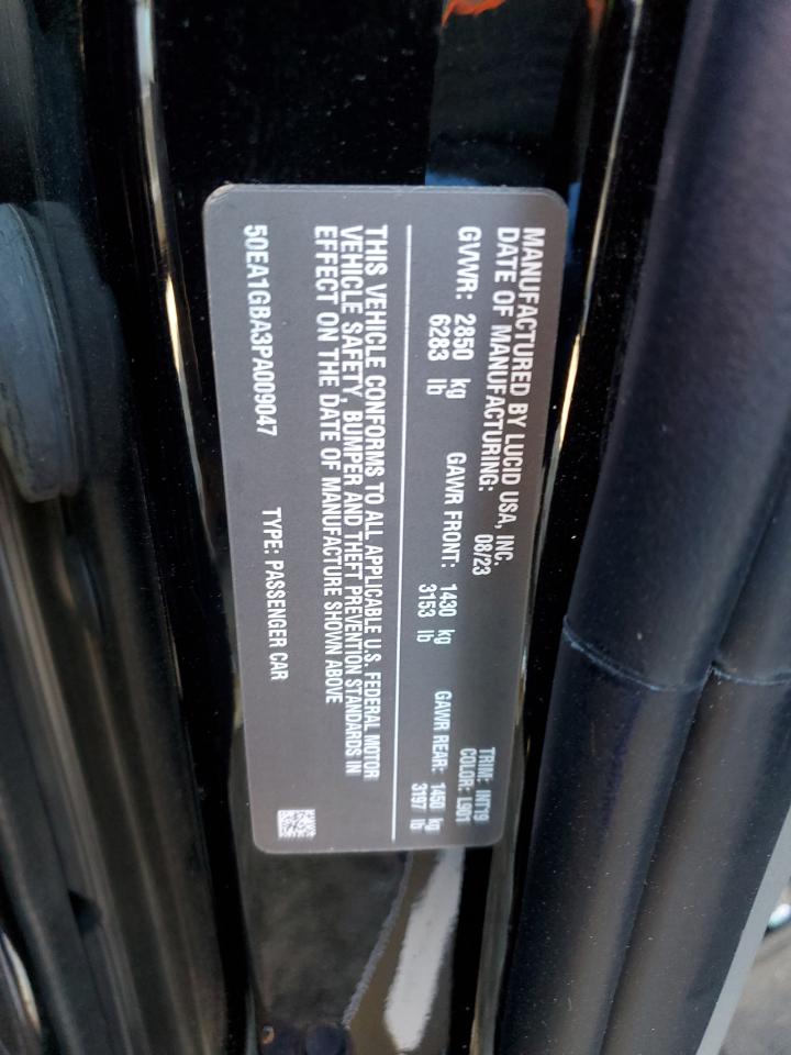 2023 LUCID MOTORS AIR GRAND TOURING VIN:50EA1GBA3PA009047