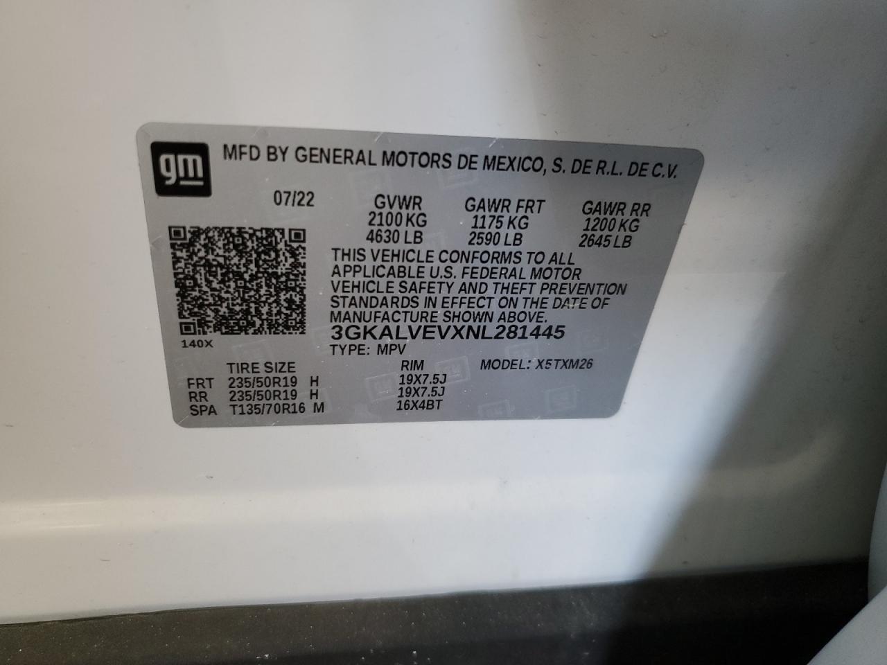 2022 GMC TERRAIN SLT VIN:3GKALVEVXNL281445