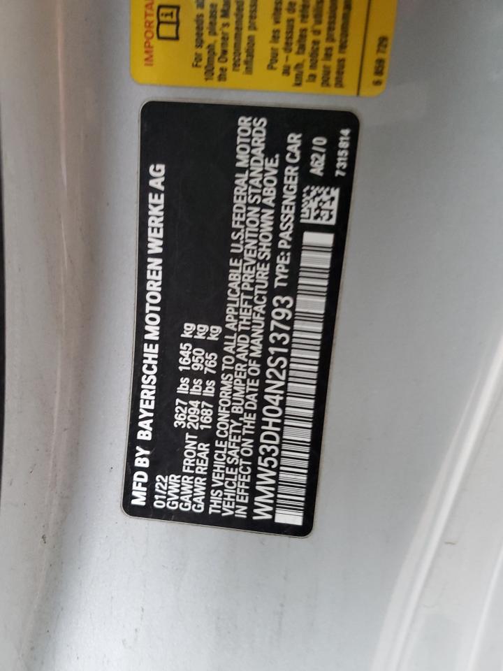 2022 MINI COOPER S VIN:WMW53DH04N2S13793