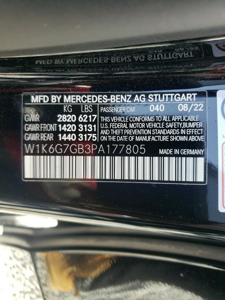 2023 MERCEDES-BENZ S 580 4MATIC VIN:W1K6G7GB3PA177805