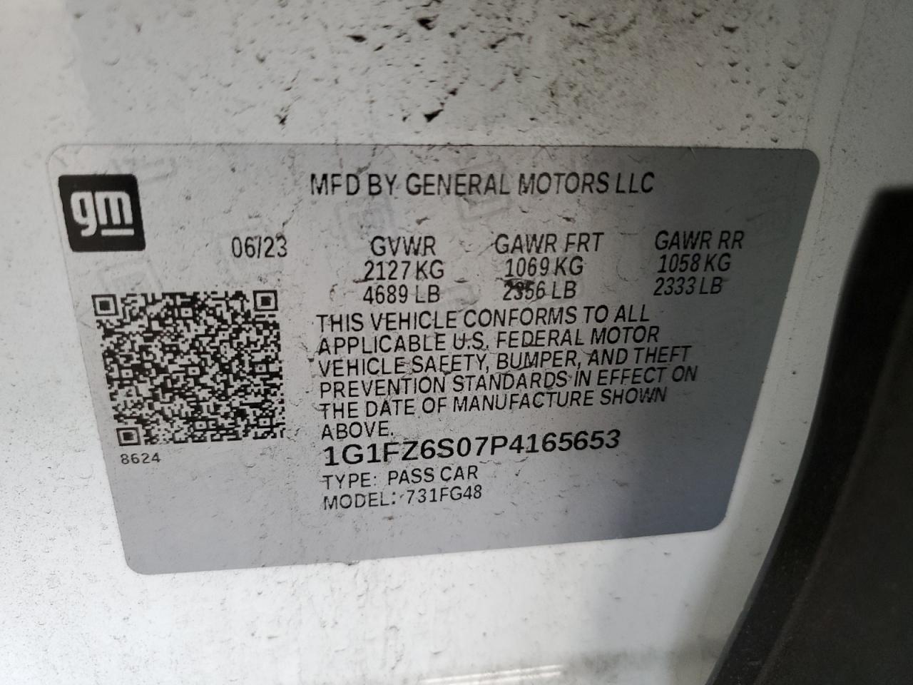 2023 CHEVROLET BOLT EUV PREMIER VIN:1G1FZ6S07P4165653