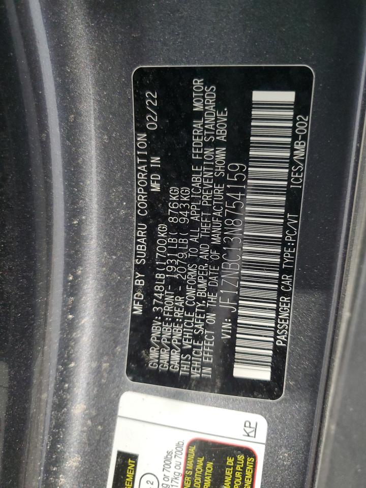 2022 TOYOTA GR 86 VIN:JF1ZNBC13N8754159