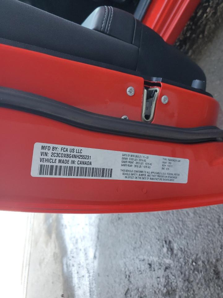 2022 DODGE CHARGER SXT VIN:2C3CDXBG4NH255231