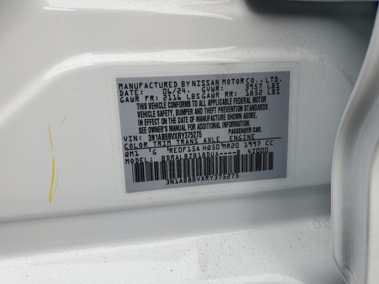 2024 NISSAN SENTRA S VIN:3N1AB8BVXRY375275