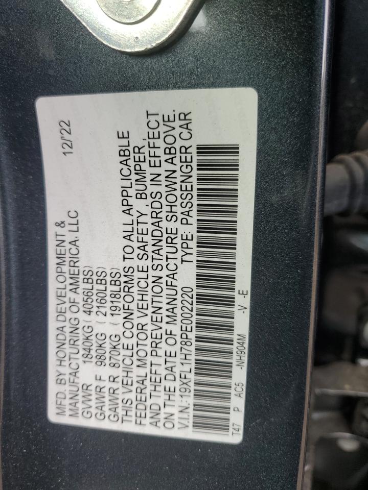 2023 HONDA CIVIC EXL VIN:19XFL1H78PE002220