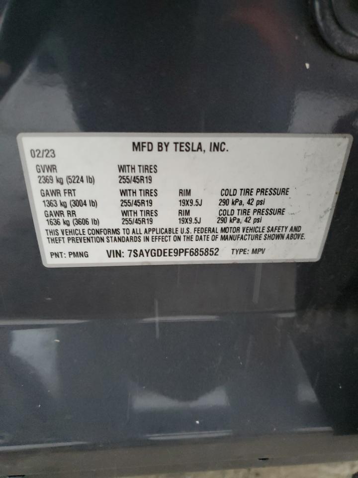 2023 TESLA MODEL Y VIN:7SAYGDEE9PF685852