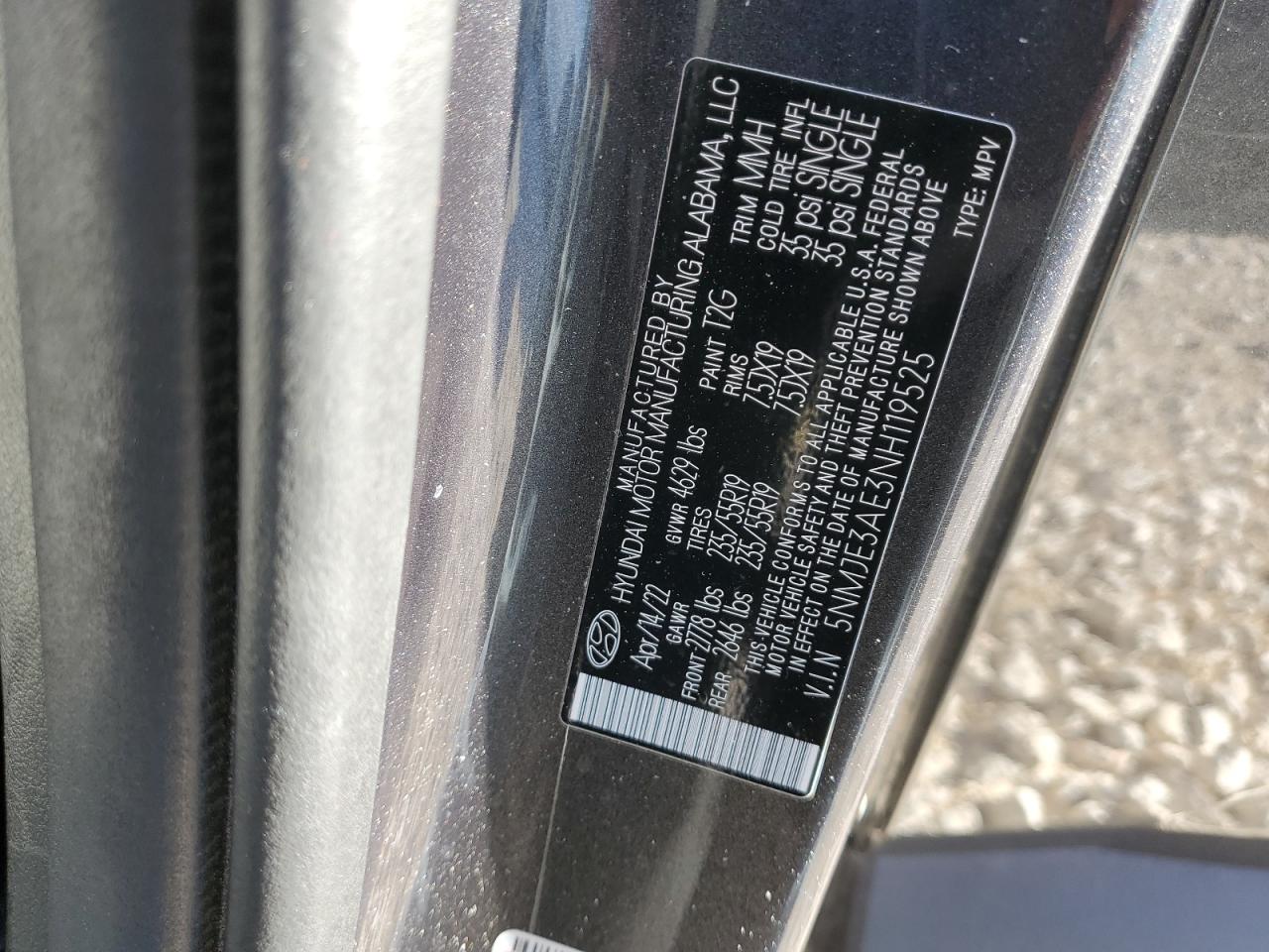 2022 HYUNDAI TUCSON LIMITED VIN:5NMJE3AE3NH119525