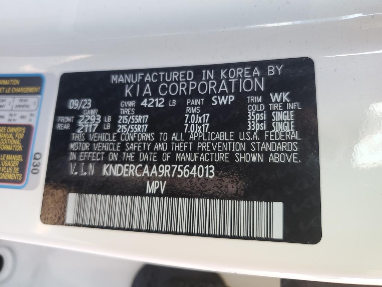 2024 KIA SELTOS EX VIN:KNDERCAA9R7564013