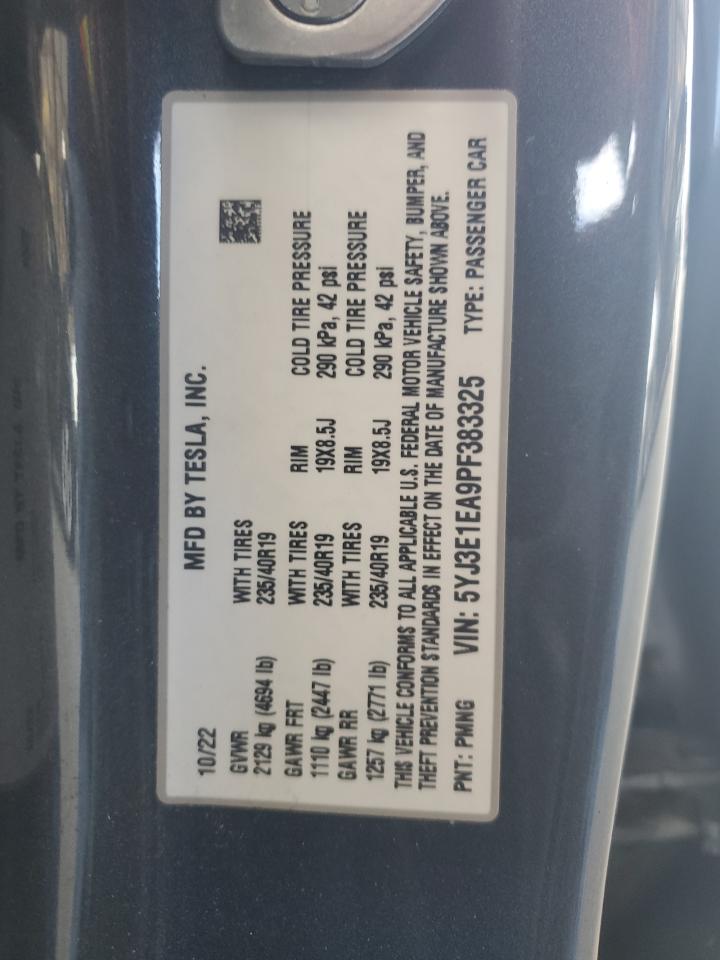 2023 TESLA MODEL 3 VIN:5YJ3E1EA9PF383325