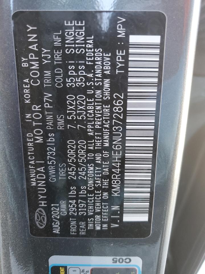 2022 HYUNDAI PALISADE SEL VIN:KM8R44HE6NU372862