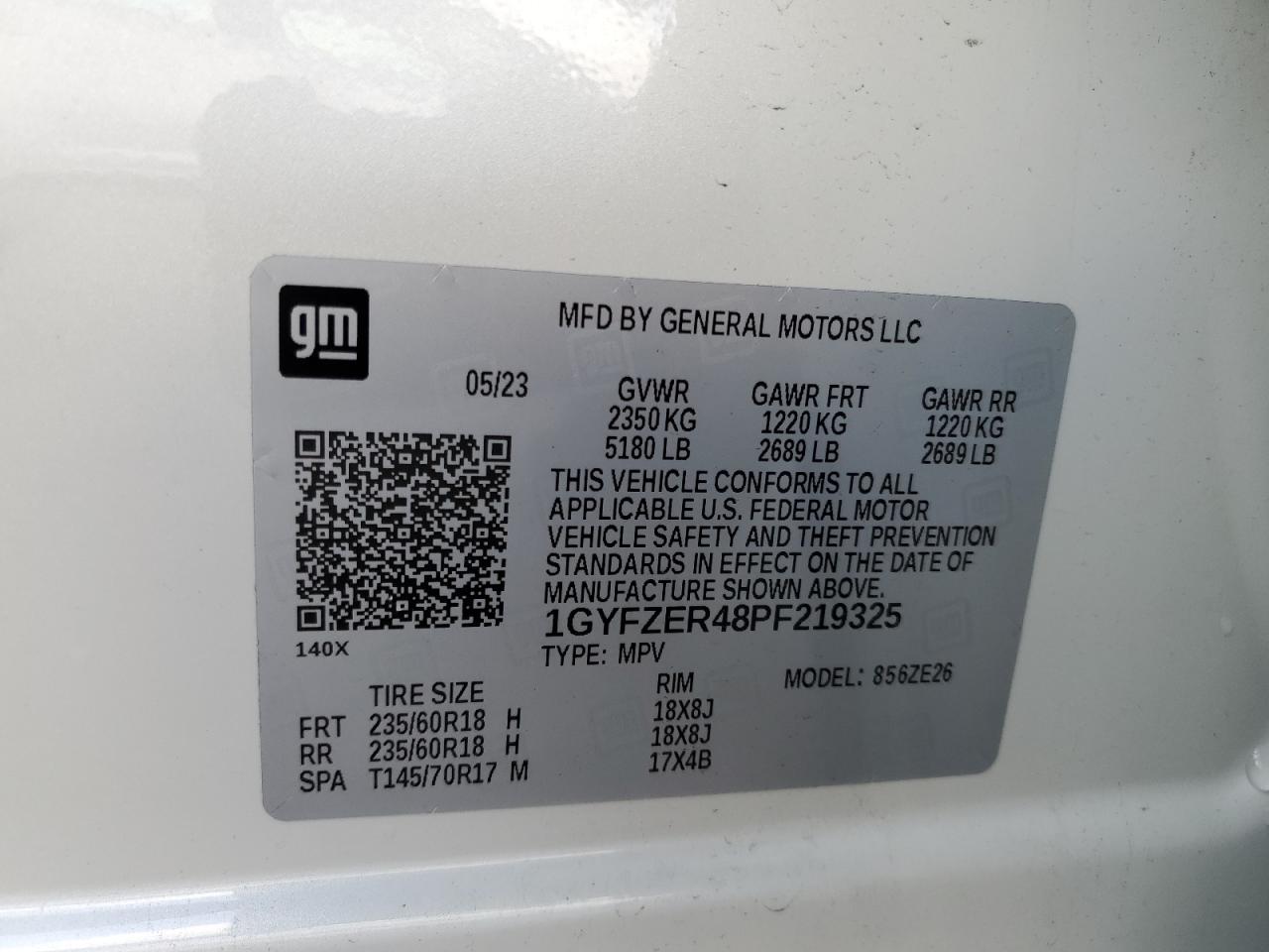 2023 CADILLAC XT4 SPORT VIN:1GYFZER48PF219325