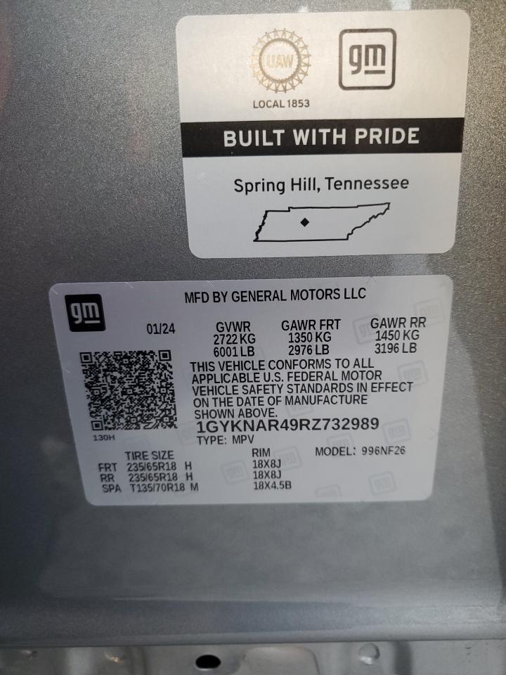 2024 CADILLAC XT5 LUXURY VIN:1GYKNAR49RZ732989