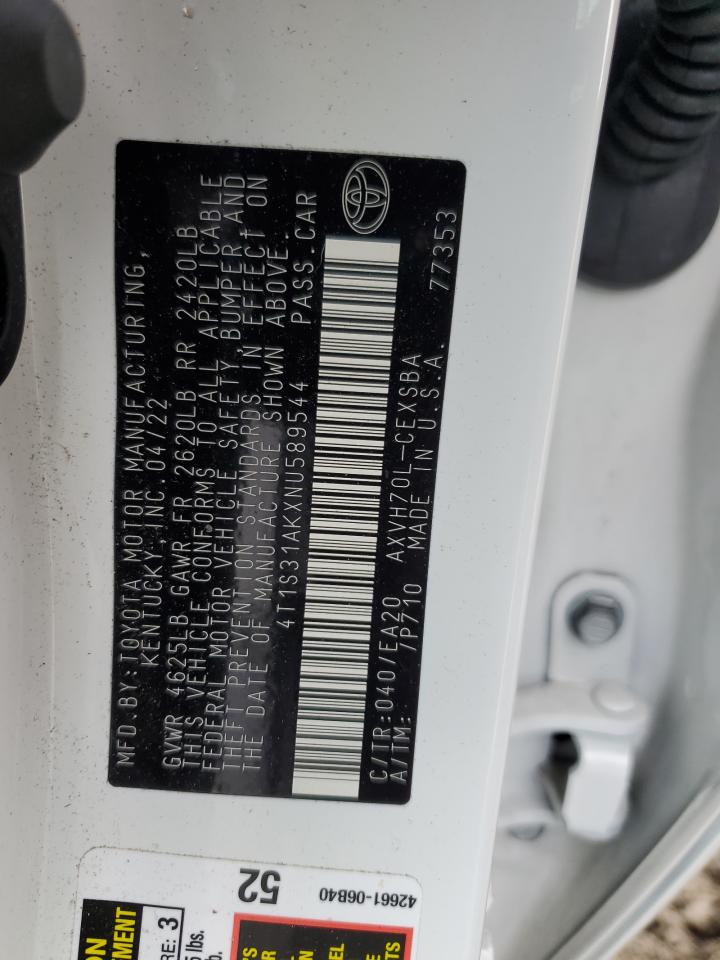 2022 TOYOTA CAMRY NIGHT SHADE VIN:4T1S31AKXNU589544