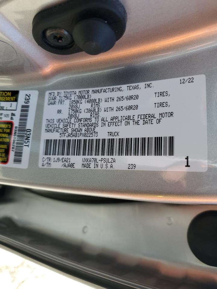 2023 TOYOTA TUNDRA CREWMAX LIMITED VIN:5TFJA5AB1PX022573