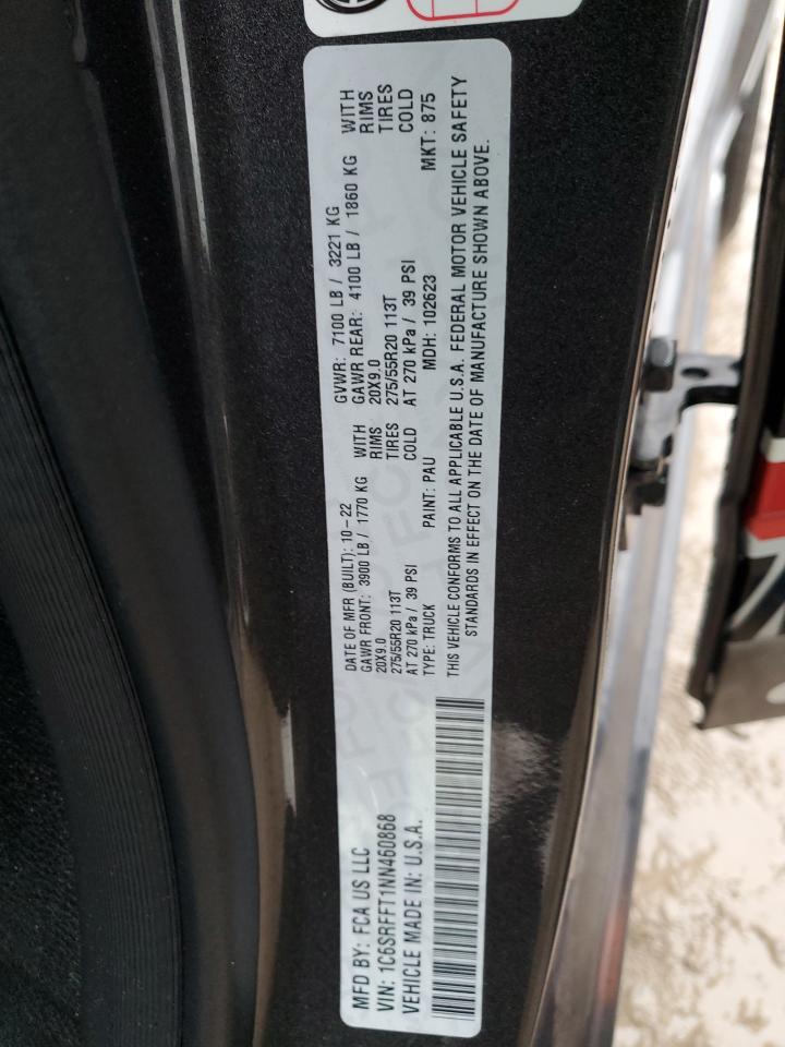 2022 RAM 1500 BIG HORN/LONE STAR VIN:1C6SRFFT1NN460868