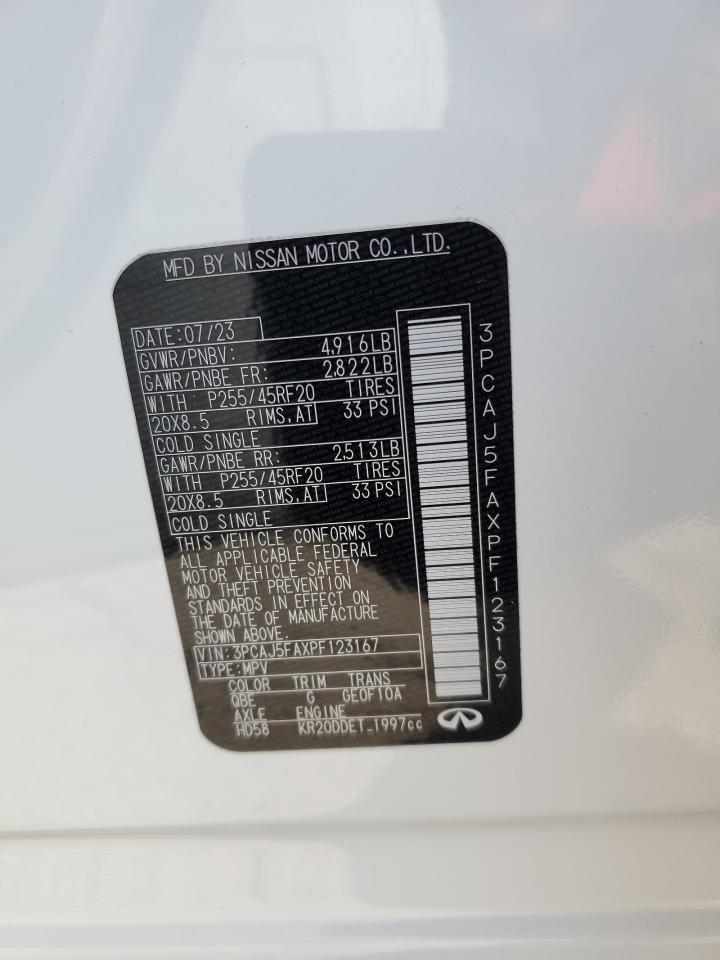 2023 INFINITI QX50 SPORT VIN:3PCAJ5FAXPF123167