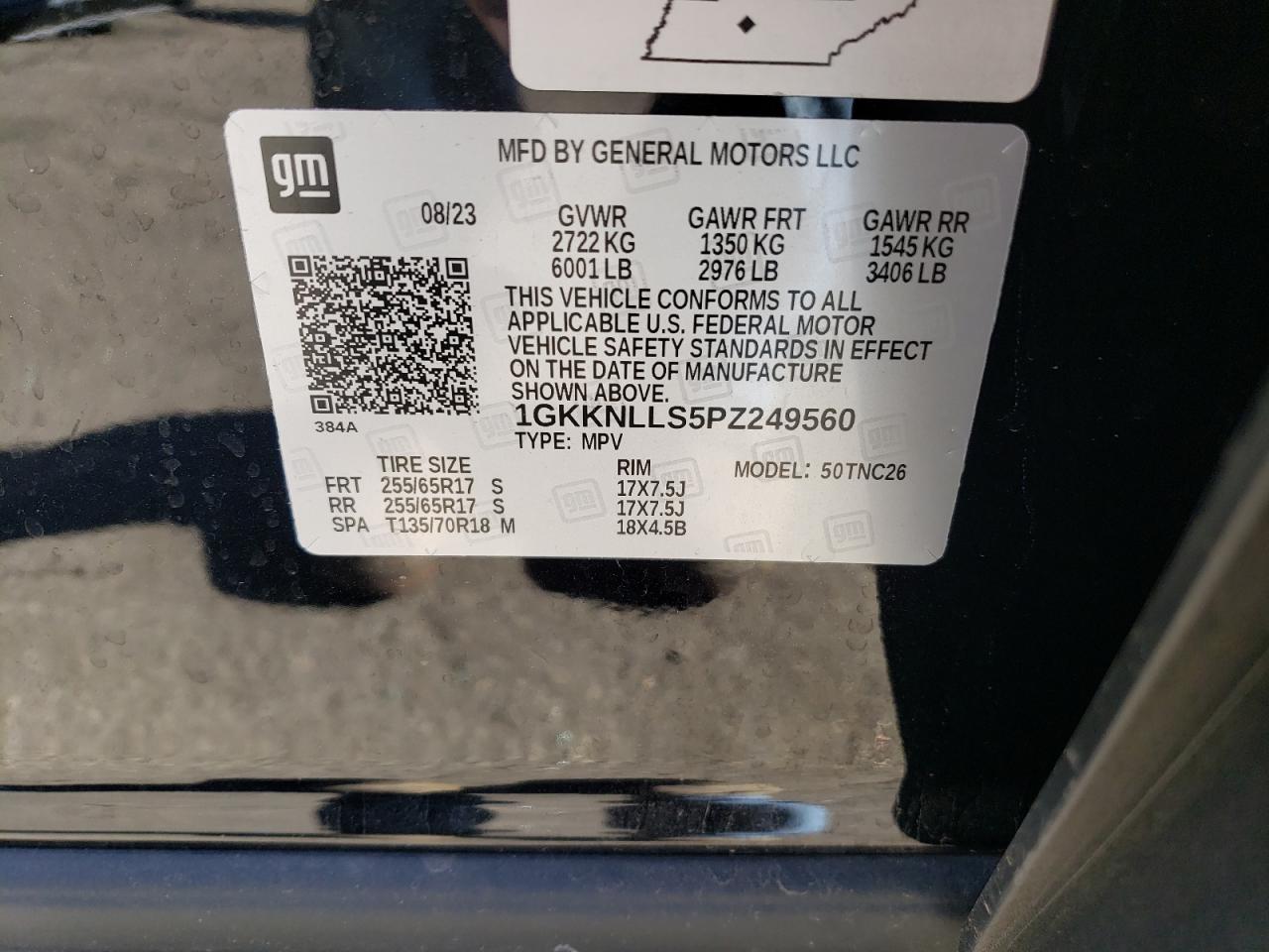 2023 GMC ACADIA AT4 VIN:1GKKNLLS5PZ249560