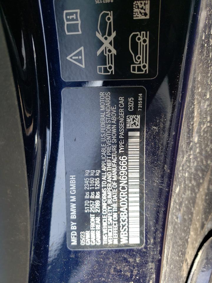 2024 BMW M4 COMPETITION VIN:WBS33BA0XRCN69666