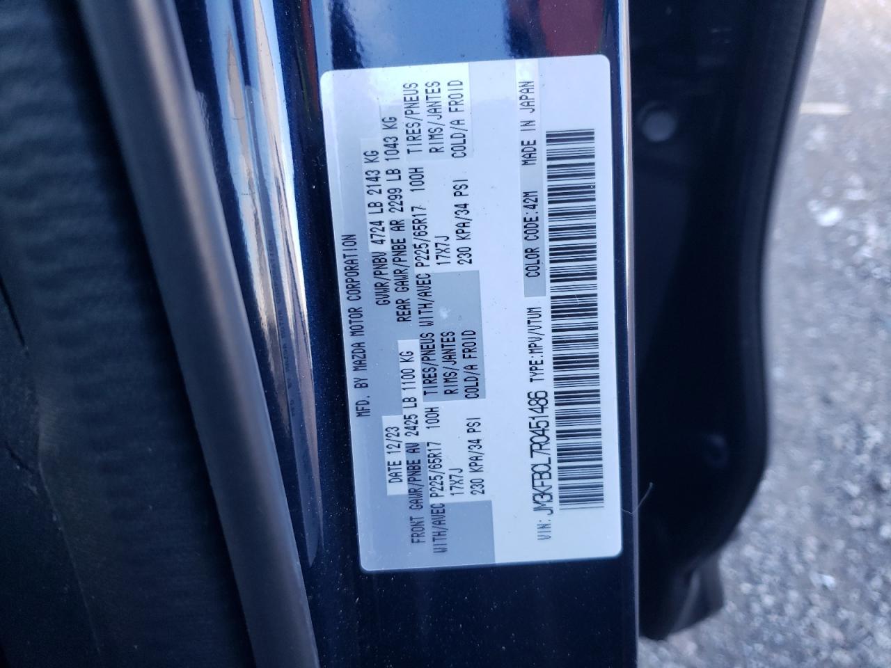 2024 MAZDA CX-5 PREFERRED VIN:JM3KFBCL7R0451486