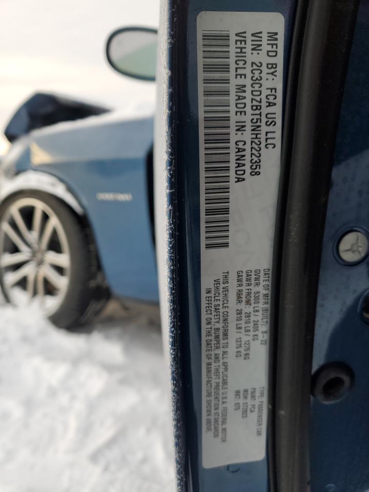 2022 DODGE CHALLENGER R/T VIN:2C3CDZBT5NH222358