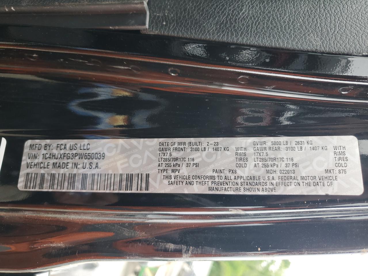 2023 JEEP WRANGLER RUBICON VIN:1C4HJXFG3PW650039