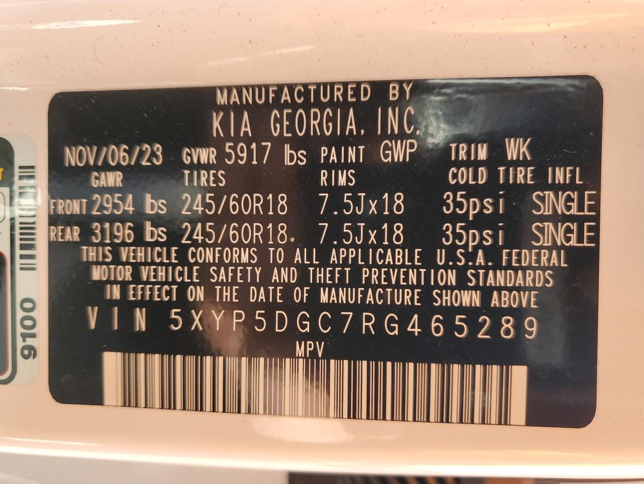 2024 KIA TELLURIDE SX VIN:5XYP5DGC7RG465289