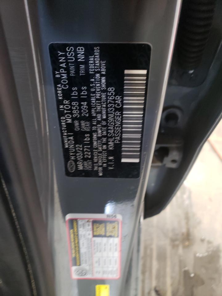 2022 HYUNDAI ELANTRA SEL VIN:KMHLS4AG9NU337658