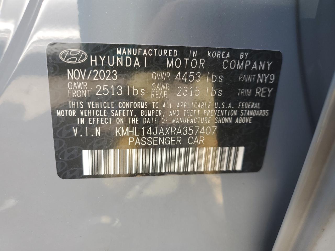 2024 HYUNDAI SONATA SEL VIN:KMHL14JAXRA357407