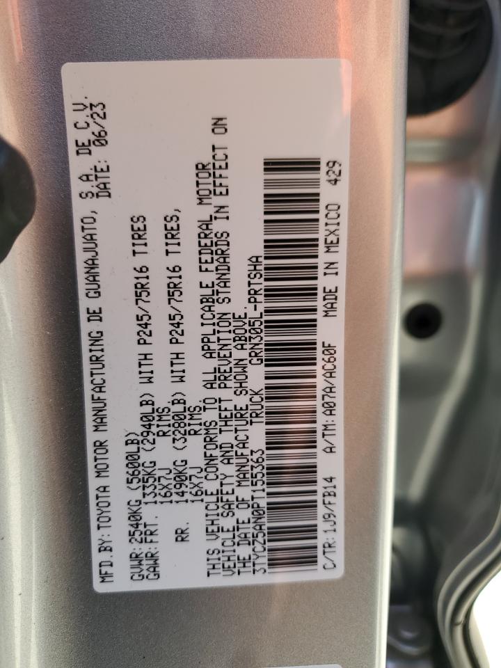 2023 TOYOTA TACOMA DOUBLE CAB VIN:3TYCZ5AN0PT155363