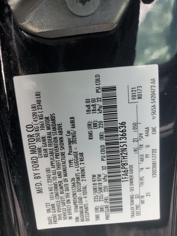 2022 FORD MUSTANG VIN:1FA6P8TH2N5136636