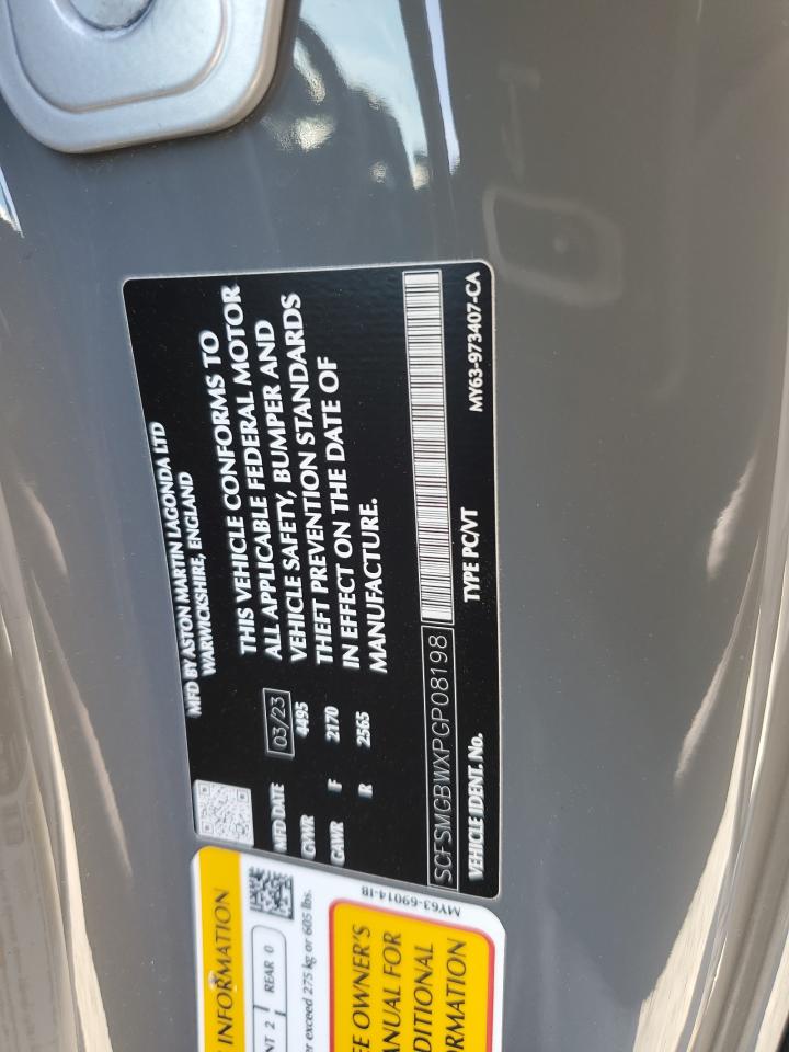 2023 ASTON MARTIN VANTAGE VIN:SCFSMGBWXPGP08198
