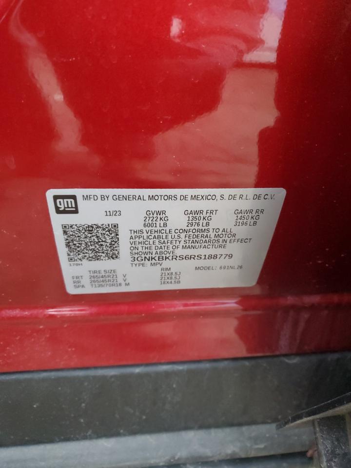 2024 CHEVROLET BLAZER RS VIN:3GNKBKRS6RS188779