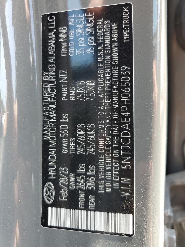 2023 HYUNDAI SANTA CRUZ SEL VIN:5NTJCDAE4PH065039