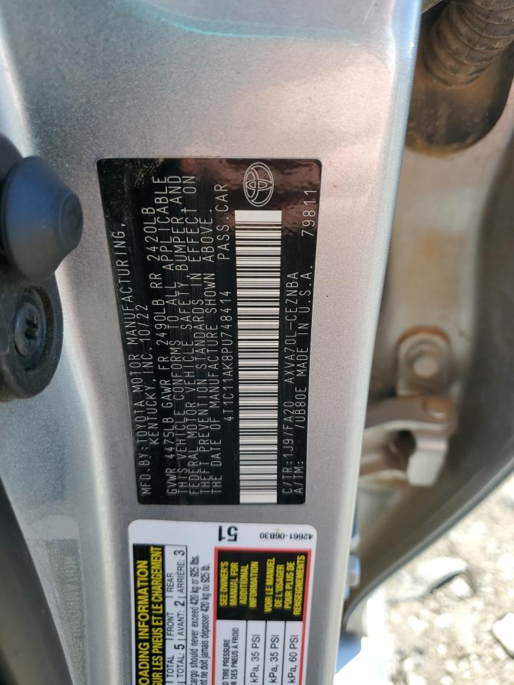 2023 TOYOTA CAMRY LE VIN:4T1C11AK8PU748414