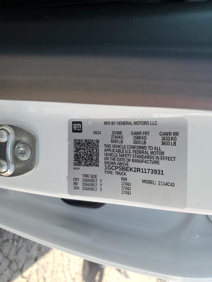 2024 CHEVROLET COLORADO VIN:1GCPSBEK2R1173931