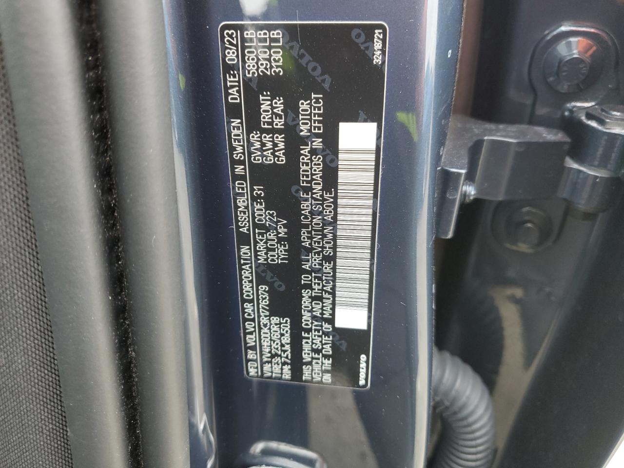 2024 VOLVO XC60 CORE VIN:YV4H60DK3R1776379